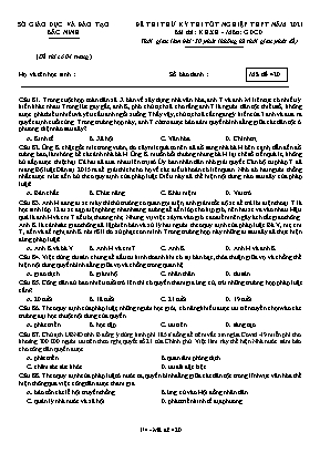Đề thi thử Tốt nghiệp THPT môn Giáo dục công dân - Mã đề 420 - Năm học 2020-2021 - Sở giáo dục và đào tạo Bắc Ninh (Có đáp án)